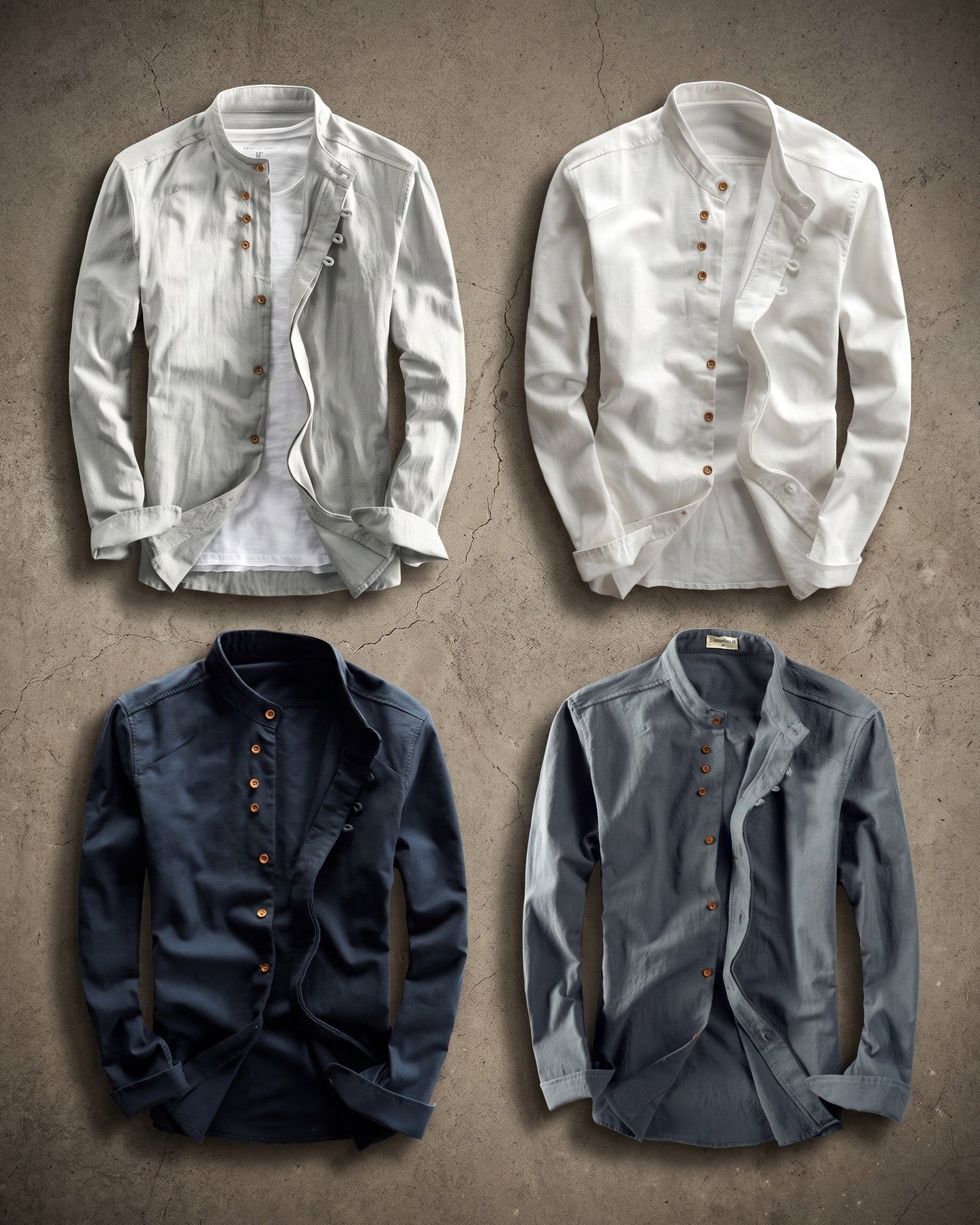 Nico Linen Mandarin Collar Shirt